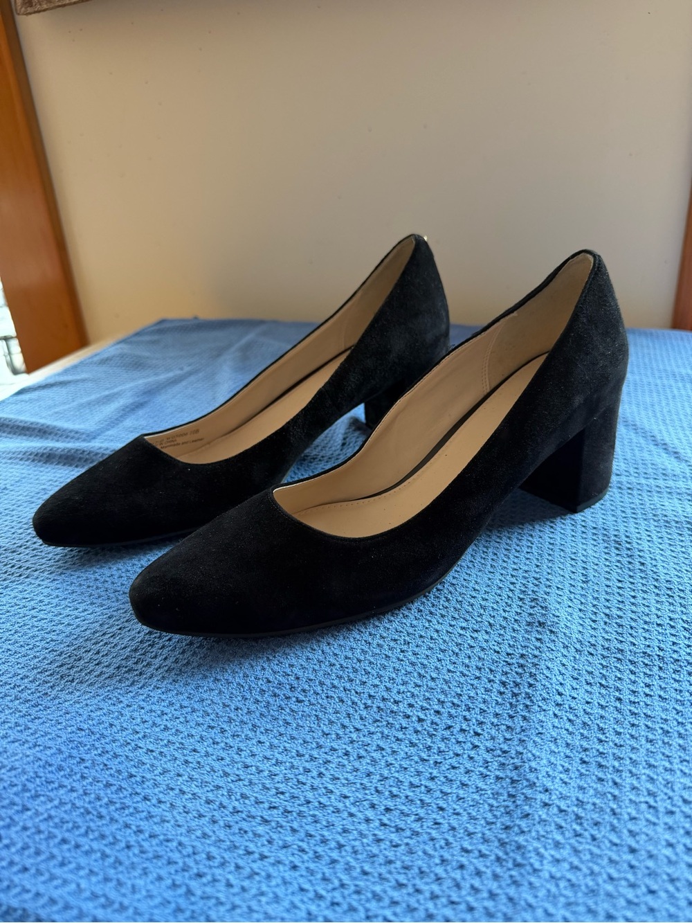 Cole Haan Black Suede Block Heel Pumps